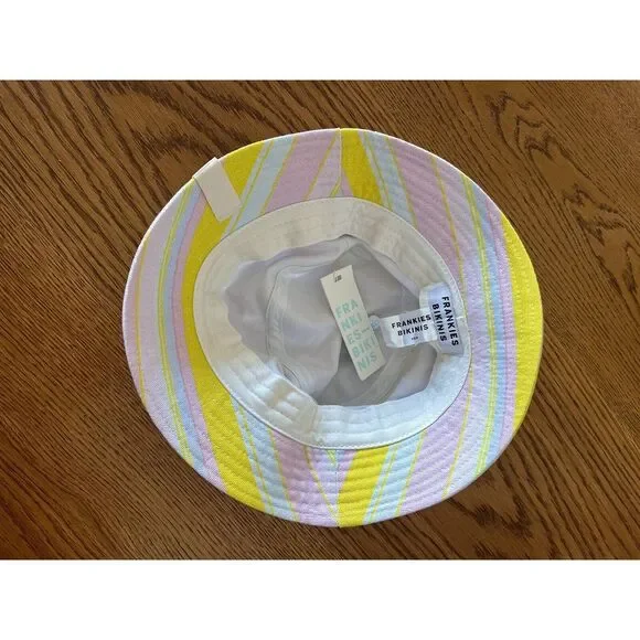 Frankie's Bikinis Jax Bucket‎ Hat Striped Pastels Size XS/ S NWT - Picture 2 of 5